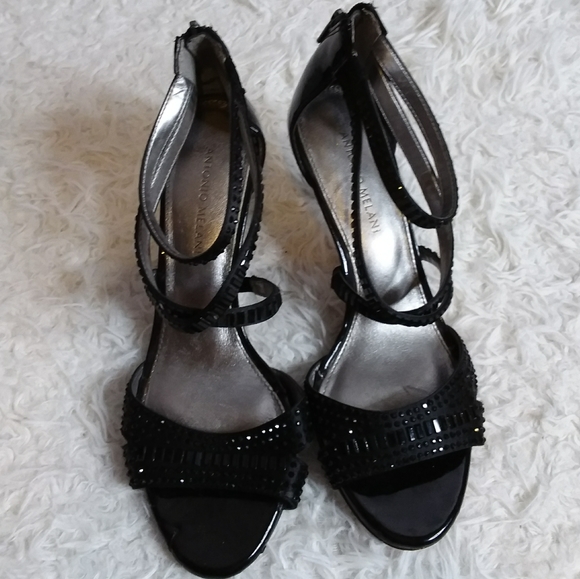 ANTONIO MELANI Shoes - Antonio Melani black crystal embellished strappy heels size 9M